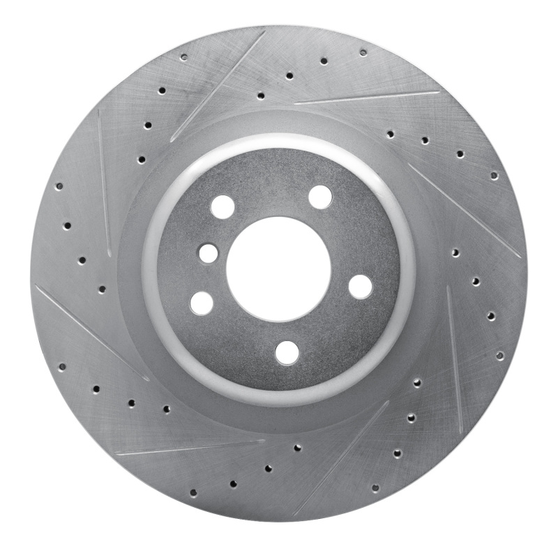 BMW X5 Brake Rotor (1) - Rear Left - R1 Concepts - Drilled & Slotted - Silver - `10-`14
